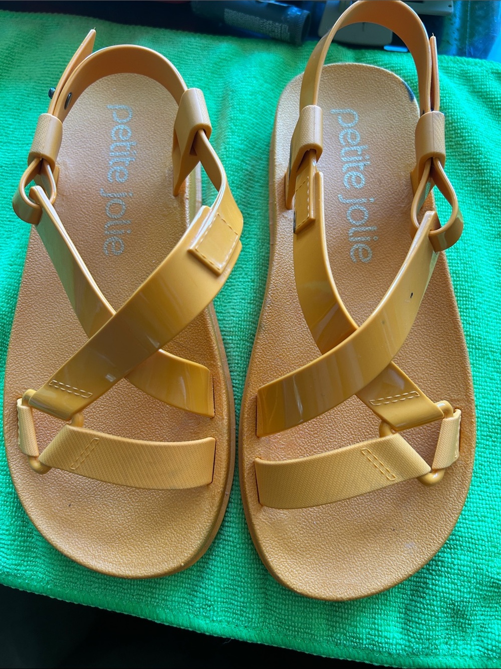 #11 petite jolie Glossy orange Strappy Sling Sandals